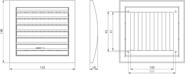 H&C VENT Rejilla Ventilación de 150 x 150mm │ Extractor de Baño Cocina │ Rejilla Aire Acondicionado Conductos Pared AC Ventilador Tubo PVC │ Cubiertas de Ventilacion con cierre regulable y Mosquitera - Image 2