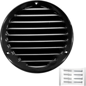 H&C VENT Rejilla Ventilación Ø 125mm Metálica │Para Extractor de Baño Cocina Exterior Interior │ Rejilla Aire Acondicionado Conductos Pared Techo Tubo HVAC │ Cubierta de Acero Redonda con Mosquitera