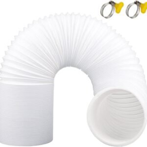 CJBIN Tubo Aire Aacondicionado Portatil, Manguera Aire Acondicionado Portatil Retráctil 150 mm, Tubo Flexible Aire Acondicionado Incluye 2 Abrazaderas de Manguera con Mango, Longitud 1,5 m