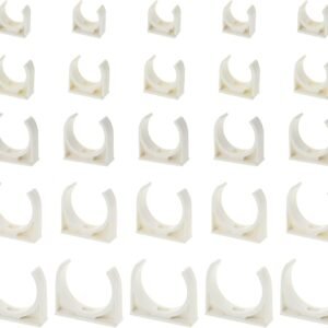 EMSea 25 clips de abrazadera de tubo en forma de U de PVC, color blanco para tubos de agua de 20 mm, 25 mm, 32 mm, 40 mm, 50 mm, tubos de aceite