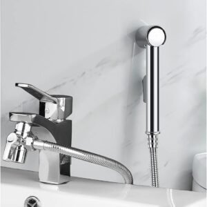 MILIWAN Ducha de Lavabo Bidet Kit Include 1 Ducha Bidet, 1 Desviador Para Grifo, 1 Manguera de Ducha 1.5m Y 1 Soporte Ducha, Ideal para Lavarse el Cabello o Limpiar el Lavabo