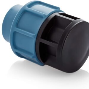 HYDROBIL Racor MDPE de Fontanería para Tuberías de Agua, Tapón 25mm, para Tubería de Plástico MDPE, 16 Bar, Temp. Máx. 45°C, Racores de Compresión