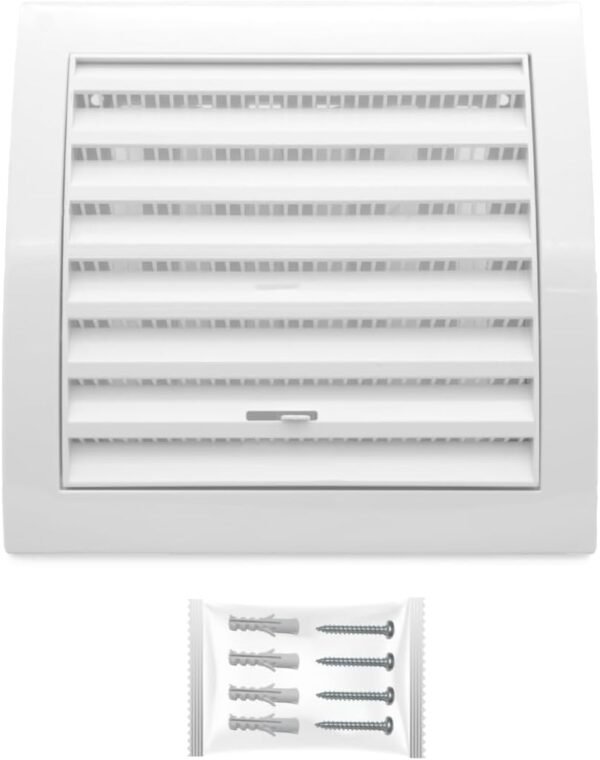 H&C VENT Rejilla Ventilación de 150 x 150mm │ Extractor de Baño Cocina │ Rejilla Aire Acondicionado Conductos Pared AC Ventilador Tubo PVC │ Cubiertas de Ventilacion con cierre regulable y Mosquitera