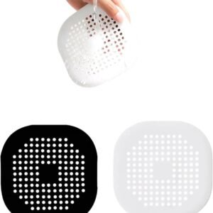 Silicona Protector de Drenaje y de Desagüe, 2 Pcs Coladores con Ventosas Fuertes para Ducha - Filtro para Fregadero, Cocina, Baño (Negro Blanco)