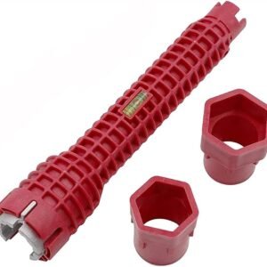 ANCLLO 8 en 1 grifo y fregadero instalador llave multiusos herramienta de fontanería para inodoro fregadero baño cocina fontanería rojo