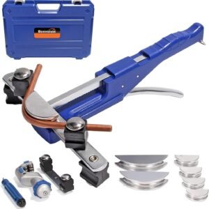 Bonvoisin Dobladora de Tubos Manual 6~22mm (1/4 '' - 7/8 '') Rango de Doblado 0-90° con Cortatubos y Escariador de Rebabas para Cobre Aluminio (6~22mm Doblado Hacia Delante)