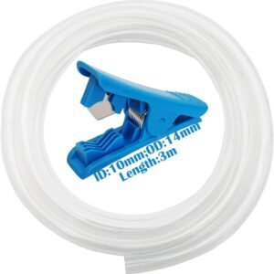 CESFONJER Tubo PVC, Manguera Transparente Grueso, Tubería de Agua Flexible anticongelante, 10 mm de diámetro interno x 14 mm de diámetro externo, 3M, con 1 cortador de tubos