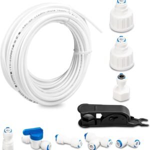 Avesteir Material POM Kit de Tubos de Suministro de Agua, Frigorífico Conector Manguera Accesorios, Kit de Filtro uso para Instalación de Conexión de Línea, Universal Conectores de Refrigerador