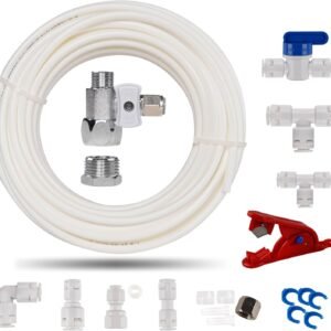 ilauke Tubo de Suministro de agua de 15m,Kit de Conexión Universal para Manguera de Suministro de Agua 1/4" con Kit de Accesorios de Conector para Frigoríficos Samsung de Estilo Americano