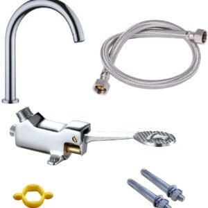 LukLoy Juego completo de pedal manos libres para grifo, con válvula de pie+salida+manguera flexible de 1 m y tornillos, para hospital, laboratorio, control de grifo con el pie