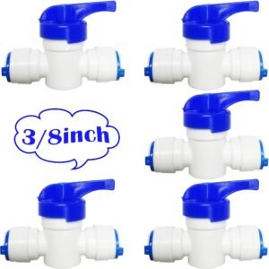 CESFONJER 5 Pcs 3/8" Osmosis Conector, Ósmosis Inversa Válvula de Cierre en Línea, Aplicado a RO Osmosis Inversa Sistema la tubería de agua de ósmosis inversa o frigorífico