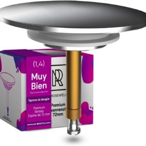 Tapon Bañera Universal Premium con 72 mm - Enchufe para bañera - Tapón Desague para Bañera - Tapon con Inovadora Junta Doble – Tapon Ducha de Latón con Tapa de Cromo Duro