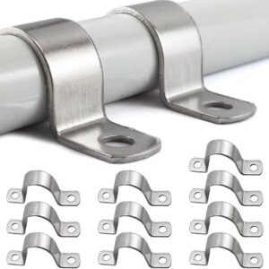 EYVRPAU Abrazadera para tubo en U de 10 piezas, abrazadera de fijación de acero inoxidable para la instalación de fontanería y electricidad de tubos y piezas brutas de calefacción (10 mm de diámetro)