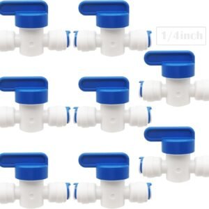 CESFONJER 1/4" Conector, Ósmosis Inversa Válvula de Cierre en Línea, Aplicado a RO Osmosis Inversa Sistema la tubería de Agua de ósmosis inversa o frigorífico (8 Pcs)