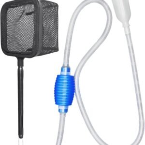 EHDWXVZM 1 tubo de agua para acuario, 1 red de pesca, cambiador de agua para acuarios, depurador de arena para acuarios, bomba de sifón al vacío, para cambiar el agua y limpiar acuarios.