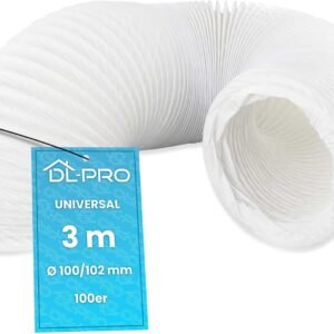 DL-pro 3m Tubo flexible para salida de aire Ø 100 / 102mm para aire acondicionado,secadora de ropa y campana extractora de cocina