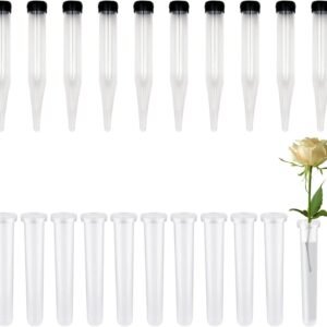 ‎CTDMJ 20 Piezas Tubos Agua Flores, Tubo Plástico para Flores con Tapa De Silicona, Tubos Ensayo para Flores Transparentes, Reutilizable, Duradero para arreglos Florales, Flores Plantas, 11x2,5 cm