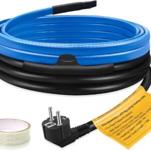 Cable calefactor anticongelante, Ci-Fotto Cable calefactor autorregulante (2M, 25W/M) con termostato incorporado para la protección de tuberías de agua, tuberías de casa de metal/plástico