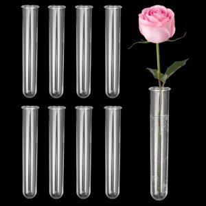 EXIN DEHCEN 8 Piezas Tubos de Agua de Flores Transparentes, Tubos de Flores de Plástico, Reutilizables Tubos de Agua Florales para Arreglos Florales, Floral, Decoración (24 x 120 mm)