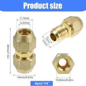 GZLFH Juego de 4 conectores para aire acondicionado dividido, conector de tubo de cobre 1/4, rosca de 10,8 mm, conector de conducto climático para diámetro exterior de 6,35 – 6 mm, tubo de cobre