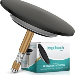 Tapón de Bañera Universal Ajustable - Tapón Bañera con Doble Junta - Tapon Desagüe para Cualquier Bañera Estándar - Negro