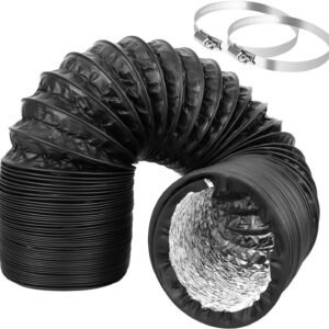 DMJJSD Manguera de salida de aire de 100 mm de diámetro, 3 m, flexible de PVC, tubo de aluminio para aire acondicionado, alargador con 2 abrazaderas de acero inoxidable para aire acondicionado,