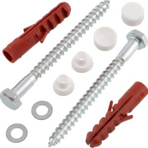 AERZETIX - C65138 - Kit de fijación para WC/bidé tornillo Ø6x70mm montaje en el suelo - taco Ø10x50mm - en nylon/metal - tirafondos cabeza hexagonal - fijación fontanería sanitario hormigón