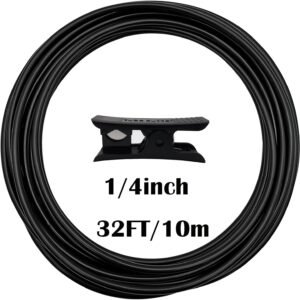 CESFONJER 10 Metros Manguera de Suministro de Agua, 1/4" Tubo Osmosis Iinversa, Manguera Frigorífica, para Sistemas de Ósmosis Inversa, refrigeradores, y Filtros de Agua (negro)