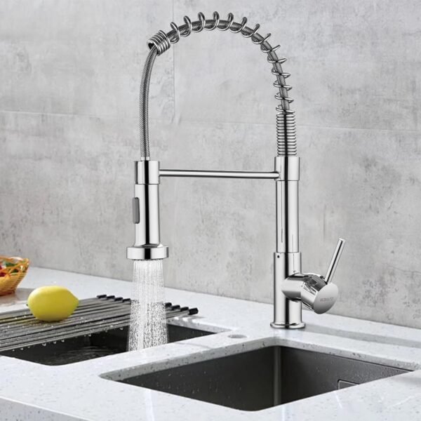 STANEW Grifo de Cocina Con Alcachofa Giratoria de 360°, Grifo de Cocina Con Muelle, Grifo Cocina Extraible, 2 Modos de Pulverización (Latón, cromado) - Image 2