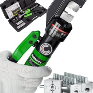 AMZCNC Alicates de crimpado hidráulicos de 8 toneladas de 4-70 mm², alicates de lengüeta de cable con 9 pares de troqueles (alicates de crimpado (4-70 mm²))