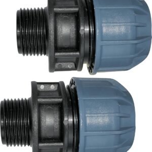 AERZETIX - C51916 - Juego de 2 - Manguito/Adaptador roscado - Reductor de compresión Recto - conexión Rosca Macho 1'' - para tubería de Agua Ø32mm - en Polipropileno - Conector/reparador