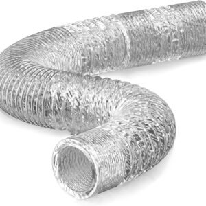 Hon&Guan Tubo flexible de aluminio de 200 mm, 5 m, manguera flexible de aluminio para secadora, campana extractora, ventilador de tubos, aire acondicionado