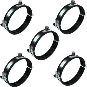 AERZETIX - Juego de 5 abrazaderas soporte fijación tubos para conductos de aire - sistema de aire acondicionado/ventilación - Ø125mm - DIN EN 10111 - en acero galvanizado - atornillar М8/М10 - C49853